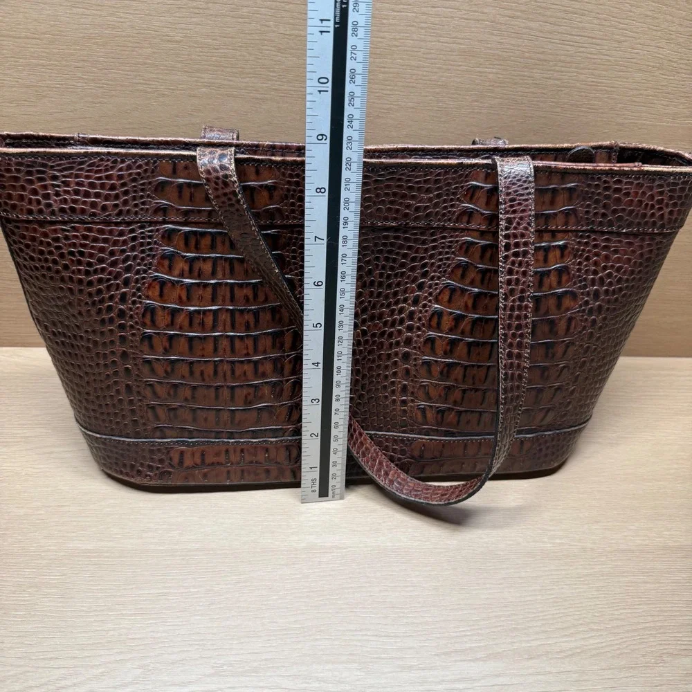 Brahmin Vintage Brown Croc Embossed‎ Leather Tote Bag Purse Handbag Medium